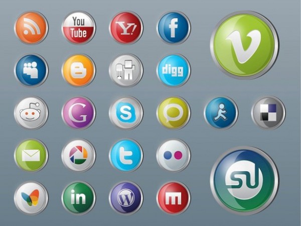 web vector unique ui elements stylish social icons set social set round quality PDF pack original new networking metal media interface illustrator icons high quality hi-res HD graphic glossy glassy fresh free download free elements download detailed design creative bookmarking AI 