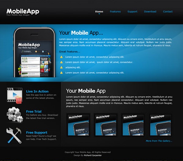 Web Design professional portfolio Photoshop navy blue mobile design dark blue dark clean blue application 