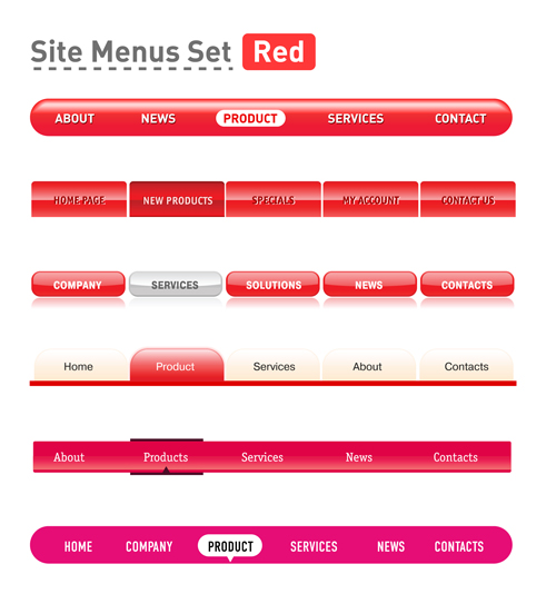 Красное меню. Дизайн меню сайта. Вкладки меню сайта. Menu.