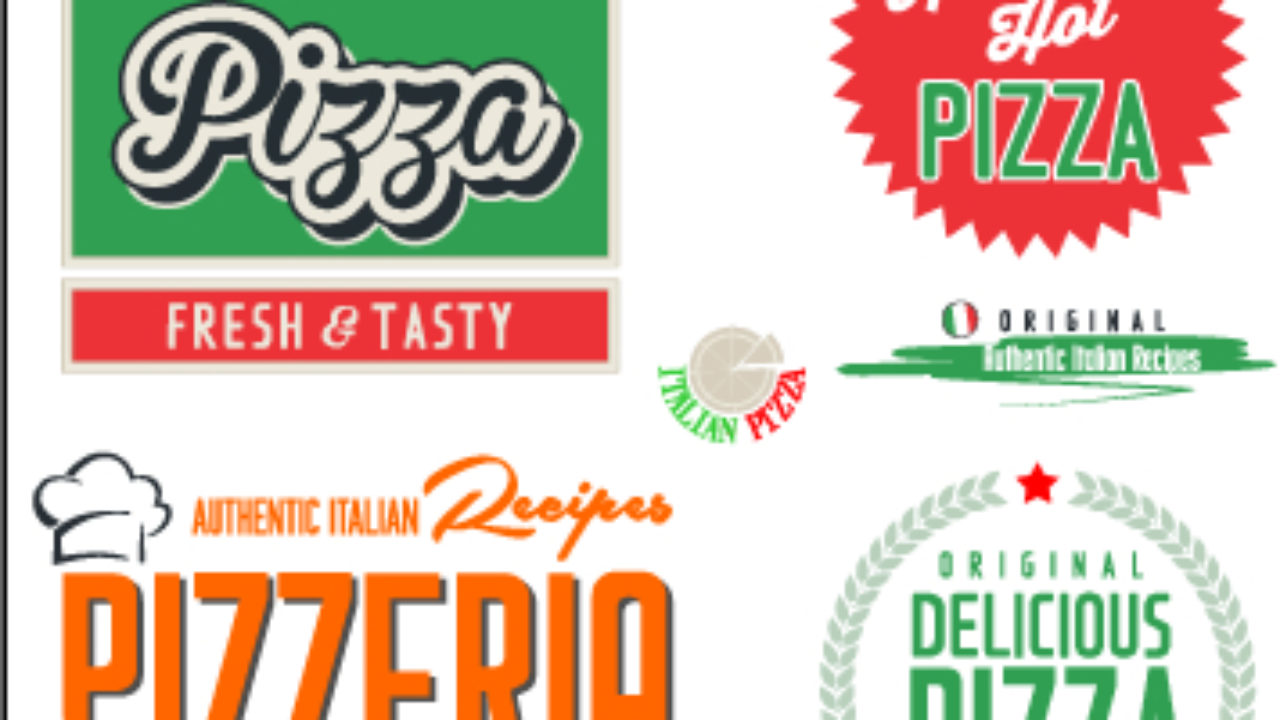 Exquisite pizza logos design vector material 01