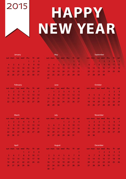 Календарь с красными выходными red 2015 calendar vector design - WeLoveSoLo