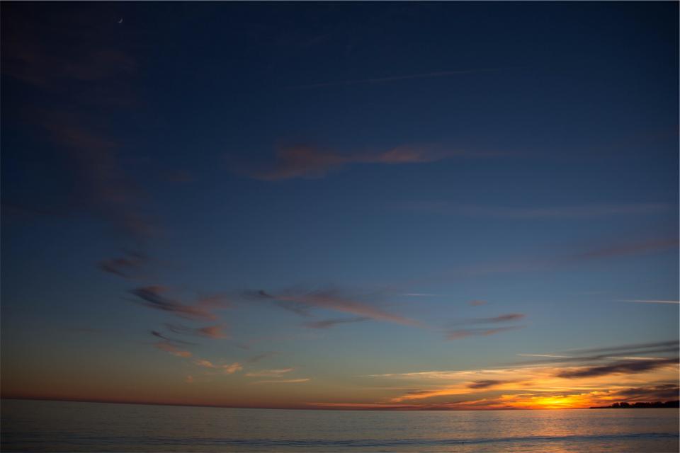 sunset sea ocean horizon dusk 