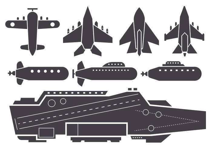 Free Silhouette AIrcraft Carrier and Jet Aircraft Vector - WeLoveSoLo