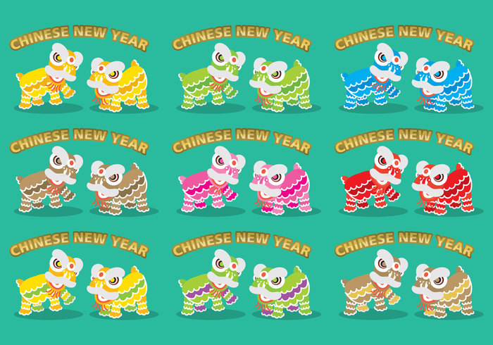 year vector traditional teeth Smile set prosperity new mouth mascot lunar lion dance lion illustration holidays head festive festival eyes dance culture comic collection chinese china character celebration Asian asia 