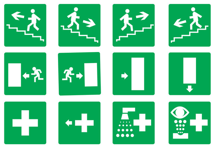 up telephone symbol signpost sign save safety reference quenching pointer marker left ladder icons icon green fire exit evacuation entrance emergency exit signs emergency exit sign emergency down door designator cursor bottle arrow 