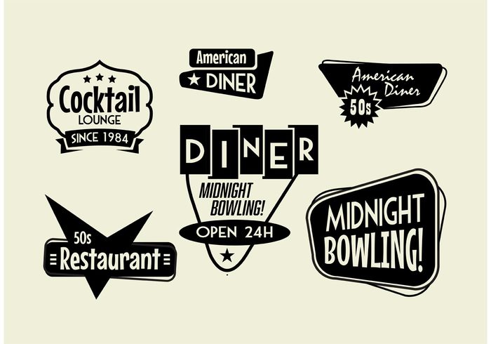 vintage restaurant vintage typographic sticker steakhouse sixties signs signboard retro restaurants logo label hotdog grilled meat grill food fifties diners diner sign diner coffee cocktail sign cocktail lounge classic cafe business bowling sign Bowling club banner badge antique american advertisement 50s diner 1960 1950 