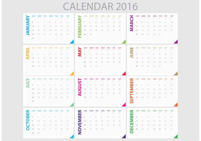 yearly year weekly week time simple scheduler schedule planner organizer office monthly month layout journal day date daily colorful calender calendar 2016 calendar Annual agenda 2016 