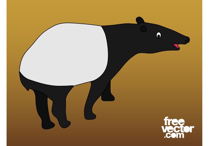 wild trunk Tapir Smile mascot Malaysian tapir happy comic character cartoon Asian tapir animal 