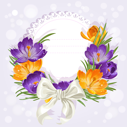 purple flower cards card bow 