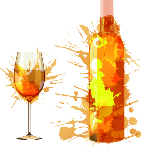 wine bottle wine splash effect 