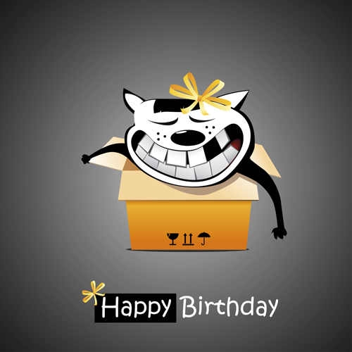 Download Funny cartoon character with birthday cards set vector 22 ...