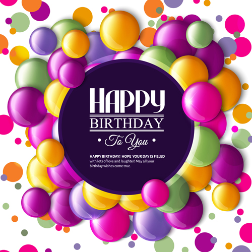 Birthday card with colored balloons vector 02 - WeLoveSoLo