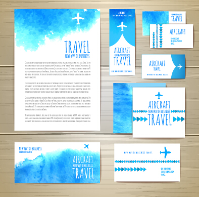 watercolor travel summer design cards 