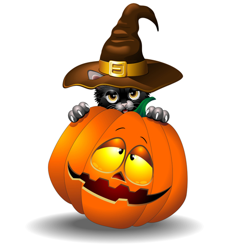 Spook pumpkin halloween cat 
