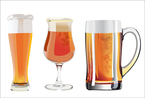 Realistic beer and cups vector material 02 