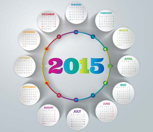 Creative calendar 2015 vector design set 02 