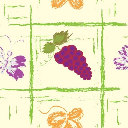 seamless pattern fruit butterfly background 