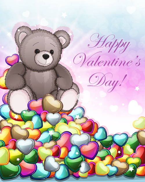Teddy bear Valentines cards vectors 04 - WeLoveSoLo