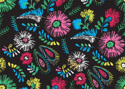 pattern vector hand-draw hand drawn flower feather 