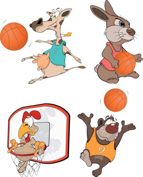 Funny animals with basketball vector 01 - WeLoveSoLo