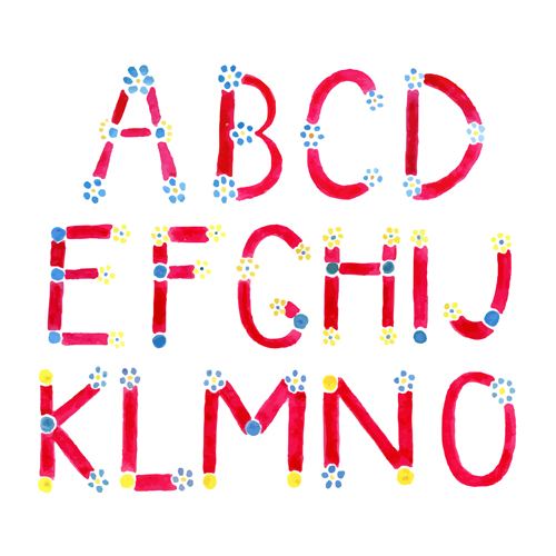 watercolor flower alphabet 