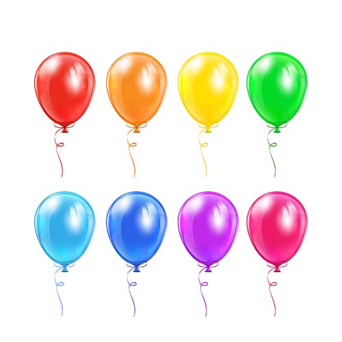 template material colored balloons 