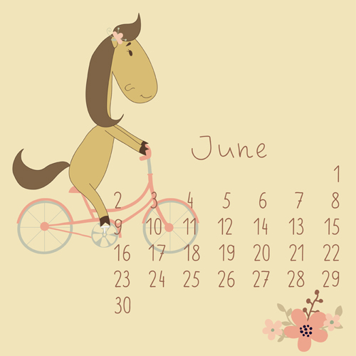 Cute Cartoon June Calendar design vector - WeLoveSoLo