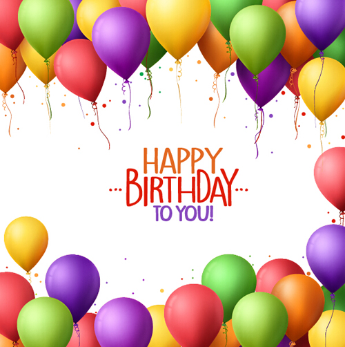 Birthday colorful balloons with white background vector 09 - WeLoveSoLo