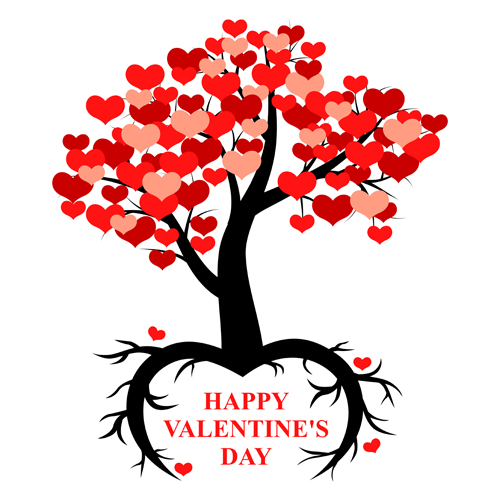 valentines day tree hearts 