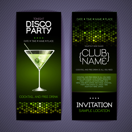 party night invitation cards disco cards 