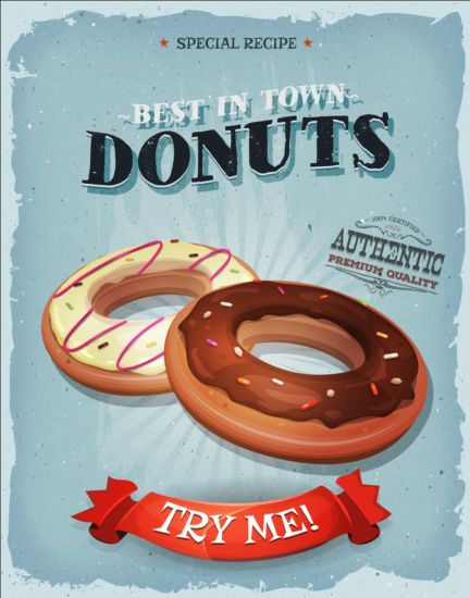 vintage poster grunge donuts 