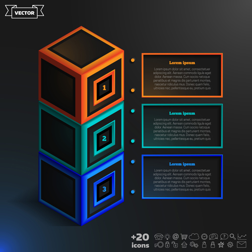 infographic cube blue black 