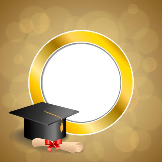 Graduation cap with diploma and golden abstract background 08 - WeLoveSoLo