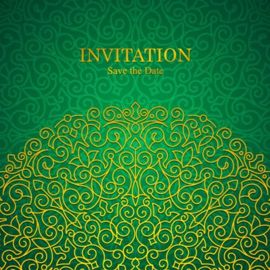 wedding Orante invitation green cards 