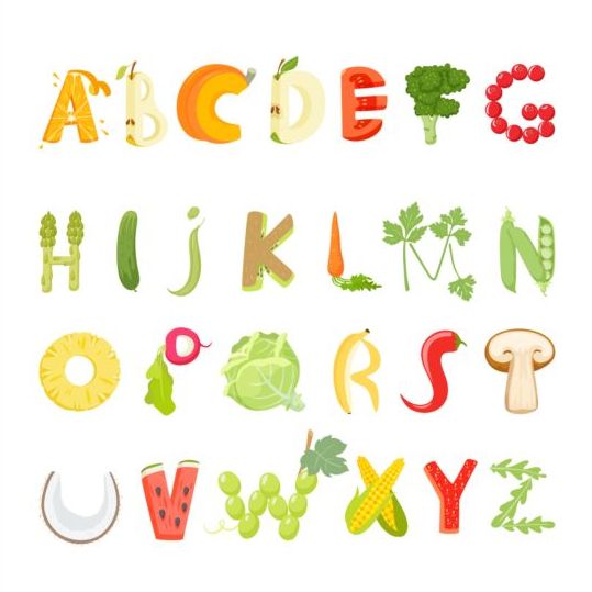 vegetable fruits alphabet 