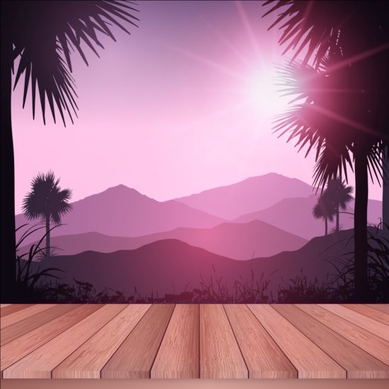 wooden tropical landscape deck background 