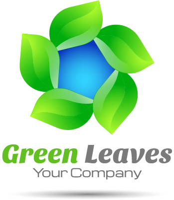 round logo leaves green 