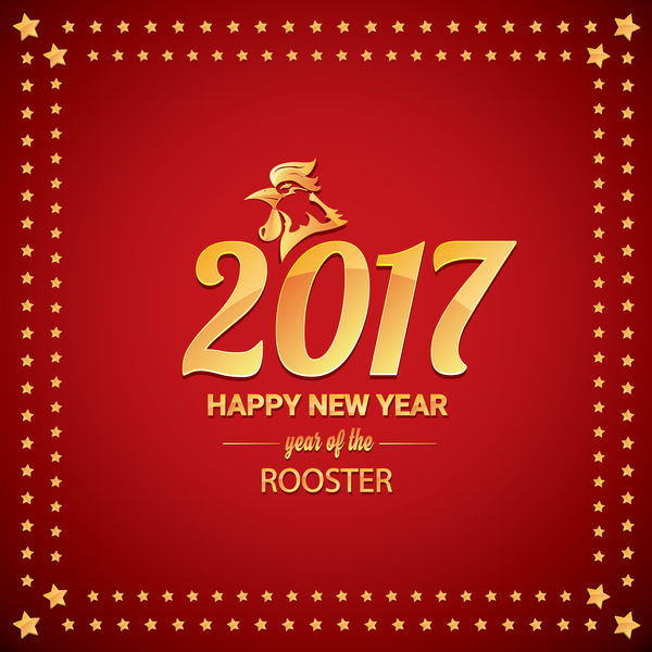 year rooster red new chinese 2017 
